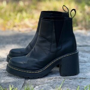 Dr. Martens Black Ankle Boots with Chunky Heel